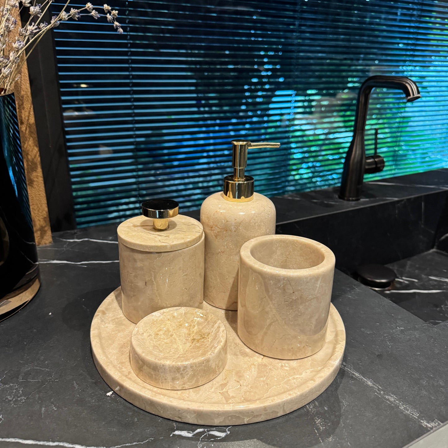 Bej Mermer Beşli Banyo Seti , Bej Mermer Banyo Seti
