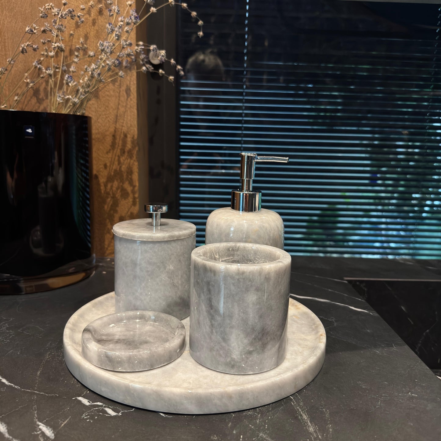 Gri Mermer Beşli Banyo Seti , Gri Mermer Banyo Seti