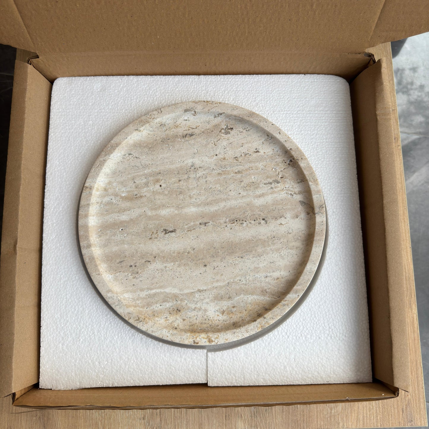 Traverten Gümüş Top Ayaklı Sunumluk