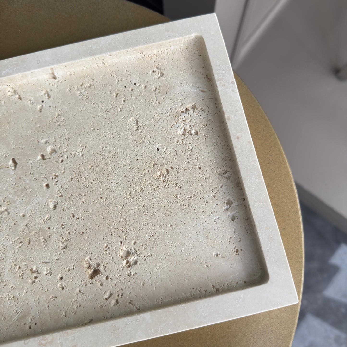 Traverten Mermer Dikdörtgen Banyo Düzenleyici & Organizer, Traverten Mermer Sunumluk, Lüks Ev Hediyesi