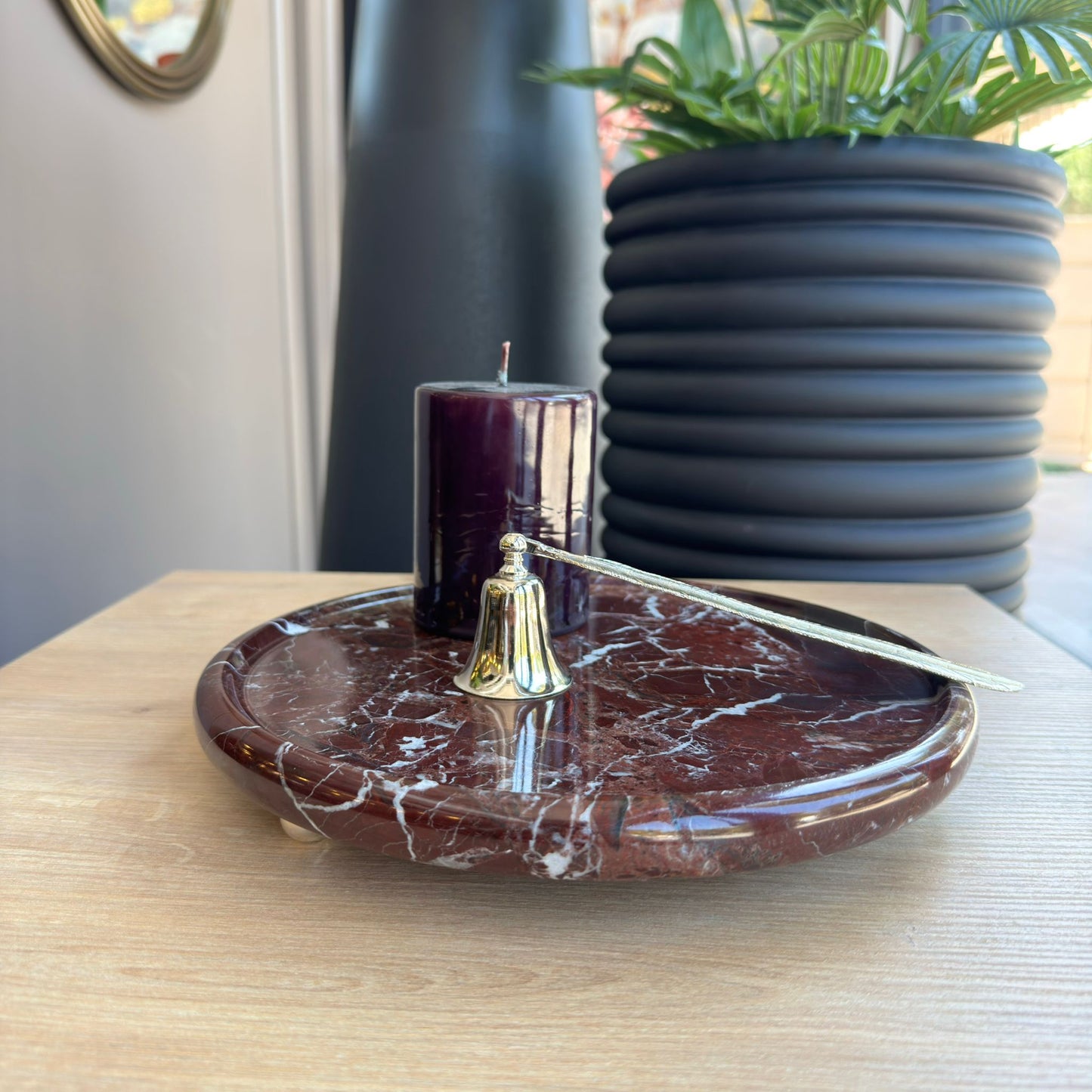 Elazıg Visnesi Gümüş Top Ayaklı Sunumluk , Elazığ Vişnesi Mermer Sunum Tabağı