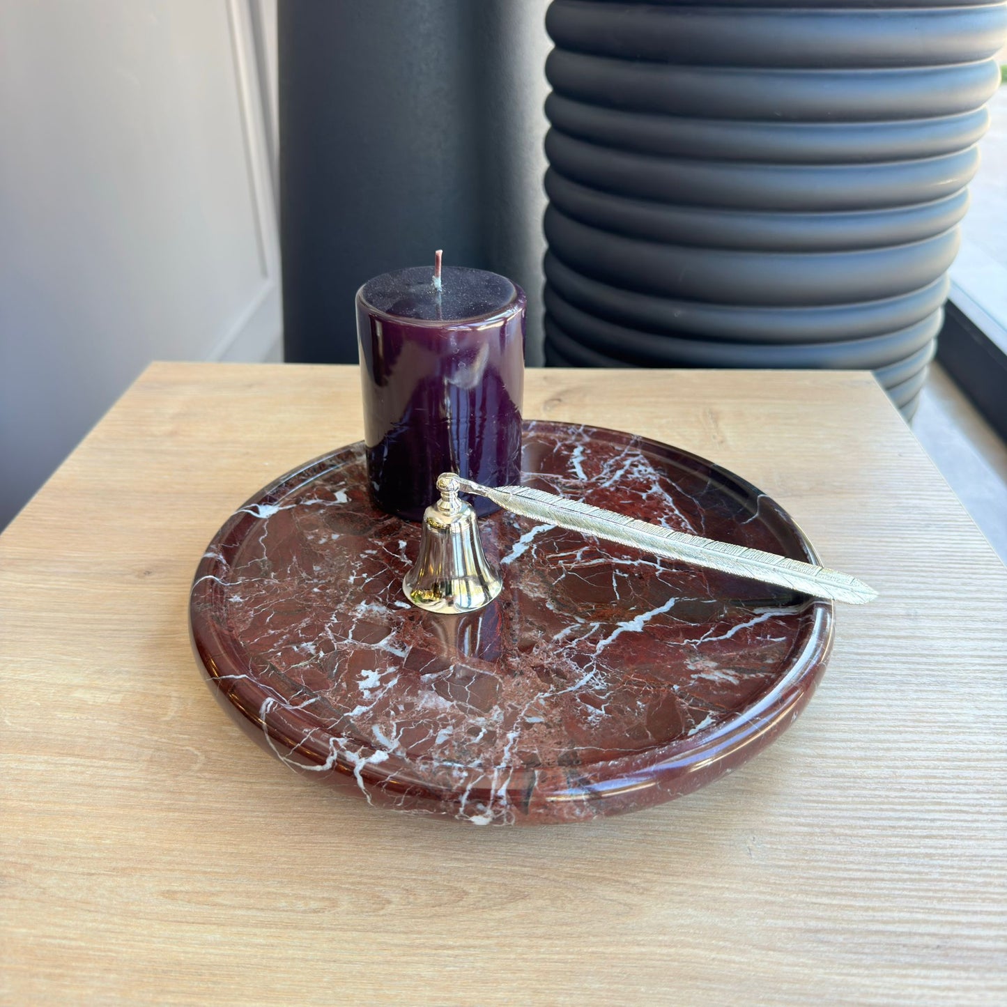 Elazıg Visnesi Gümüş Top Ayaklı Sunumluk , Elazığ Vişnesi Mermer Sunum Tabağı