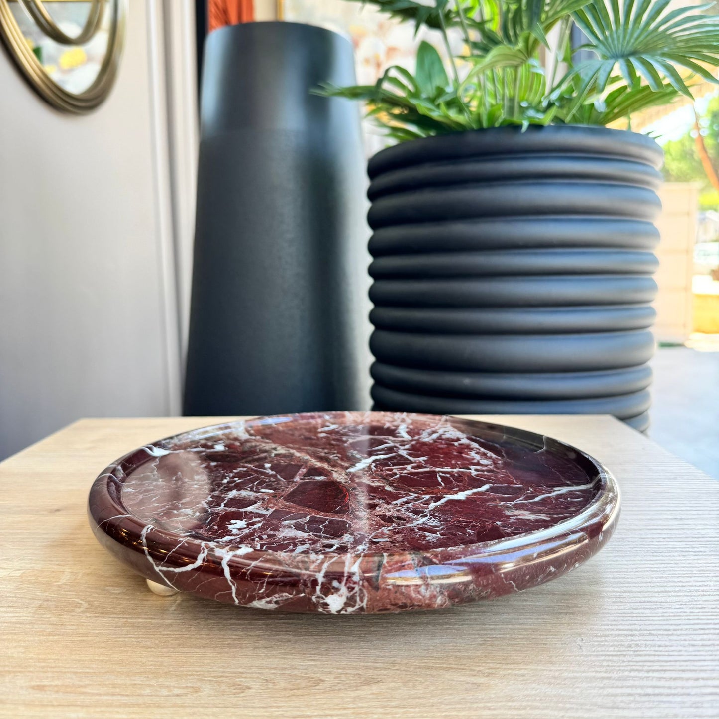 Elazıg Visnesi Gümüş Top Ayaklı Sunumluk , Elazığ Vişnesi Mermer Sunum Tabağı